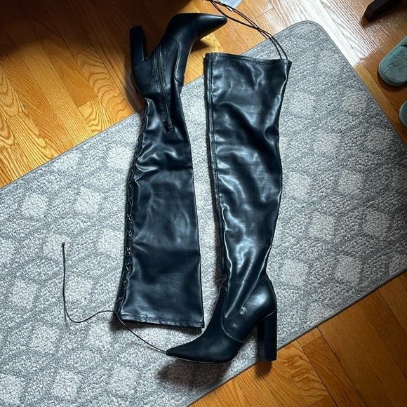 Faux Leather Knee High Boots - Picture 2 of 8